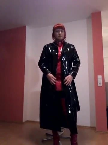PVC Tranny tasting own ssperm