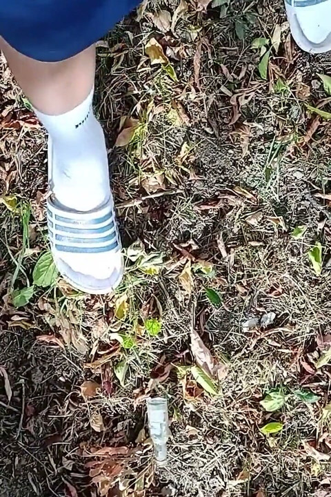 Making Socks Dirty in Slides - Used Socks and Slides and Uncut Soft Cock