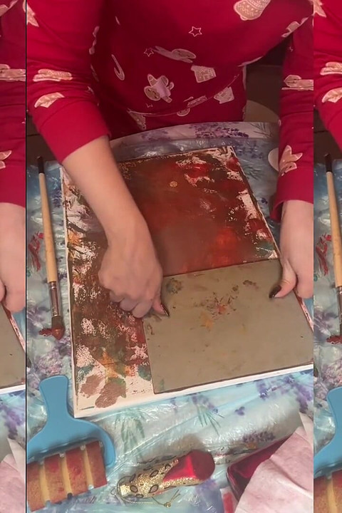 ในแว่นสายตาใหญ่ Asmr ศิลปะอะคริลิกบานในหมอก ตอน 2