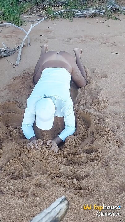 Naked Ladysilva on the Beach Showing off Her Sexy Tanned Ass