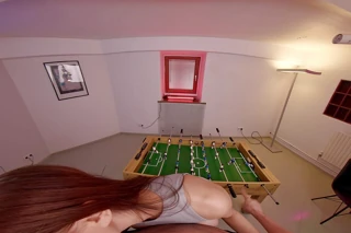 Billie Star Is Having Fun Playing Table Soccer with You