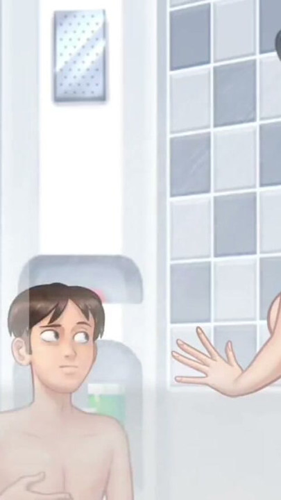 Anon sucks Debbie's asshole and squeeze her big boobs in shower - summertime saga gameplay part 3 | Clip 1