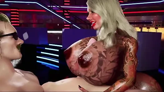 Bimbo Mega Fake Tits Fuked Hard in Disco