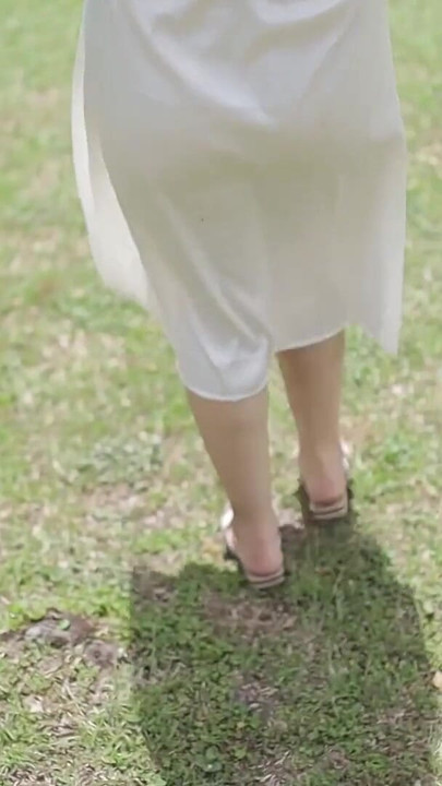 MY FIRST PUBLIC MASTURBATION ,  I WEAR SATIN WHITE SATIN DRESS | Clip 1