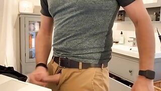 I jerk off in the kitchen thinking about you with my big cock