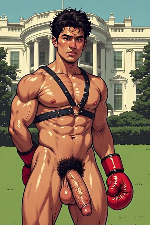 Handsome Muscular Men with Big Cocks Outdoors (ai Art)