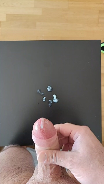 Standing jerking orgasm