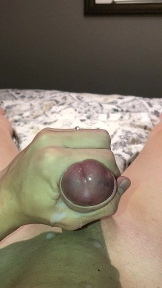 Stroking my chic cock while I cum