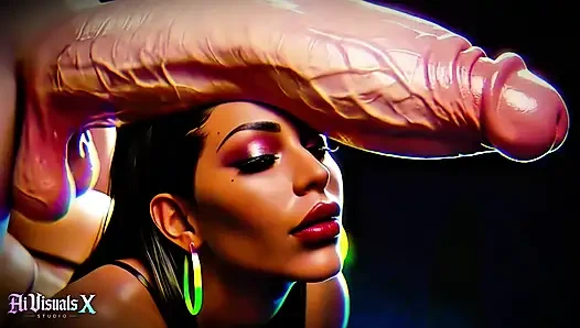 Чернокожие богини с большими сиськами и задницей - поклонение белому члену: темный ASMR и экстремальный контраст (4K ПОРНО С AI хнимации)
