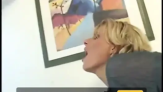 Horny babe moans in pleasure as her wet cunt is drilled deep by a huge dick