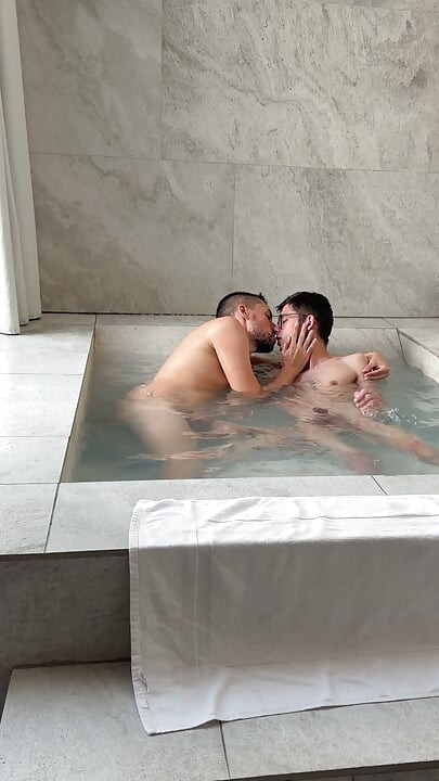 Twink Fucks Mature in the Jacuzzi