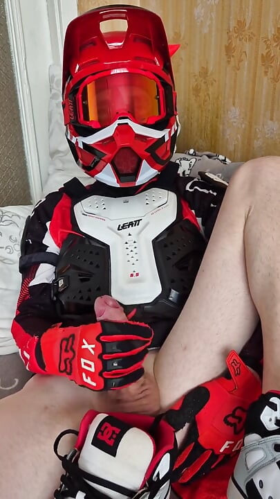 In Biker Gear, He Brought to Orgasm