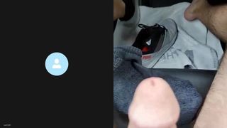 Puppy cumming in sock and wearing to gym..