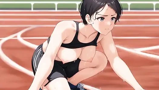 Terli sportif kız - üstsüz jimnastik ve vücut bakımı (yapay zeka anime)