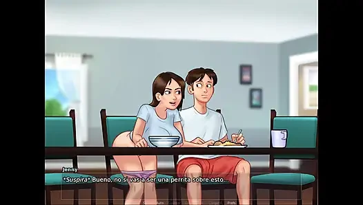 Stepmom and stepsister compete to see who gives the tenant the most pleasure - Summertime Saga