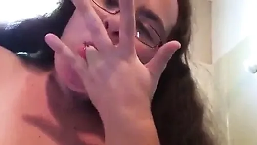 My friend pissing on her hand