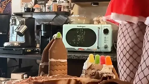 73 Giantess in 8-inch Heels Decorates a Gingerbread Village