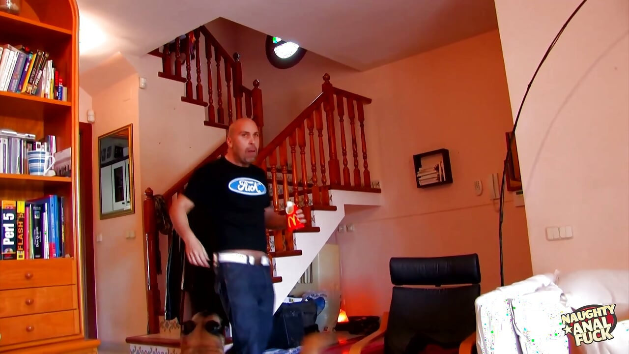 A bald guy fucked this punkish looking girl in her nasty ass and she screamed