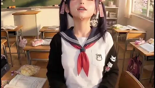 Schulmädchen Cosplay (+18) Anime , in der Pause verspürt sie Lust