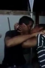 Straigh guys kiss each other during drinks