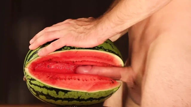 water melon cum - fucking a melon and cumming