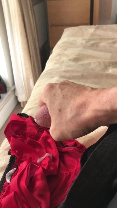 Intense gentle milking and cum into frilly panties