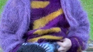 デッキの紫のモヘア