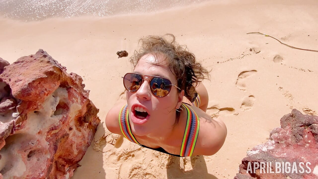 April Big Ass Enjoys a Messy Watersports Fantasy on the Beach