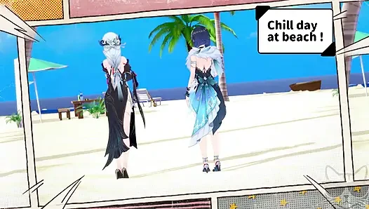 Yelan x Shenhe am strand (genshin einfluss) P1 GESCHICHTE