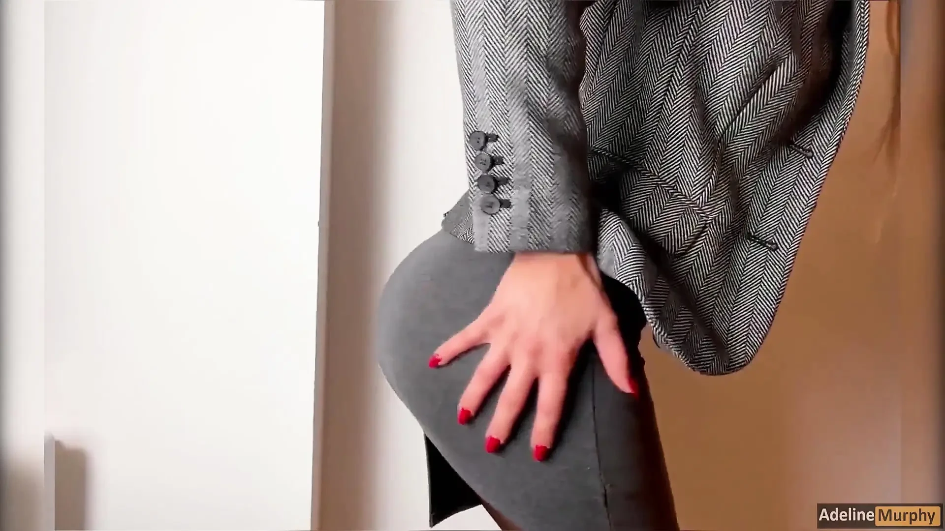 Would You Like to Have a Horny and Sexy Secretary Like Me Adeline Murphy Stuffs Her Panties Inside