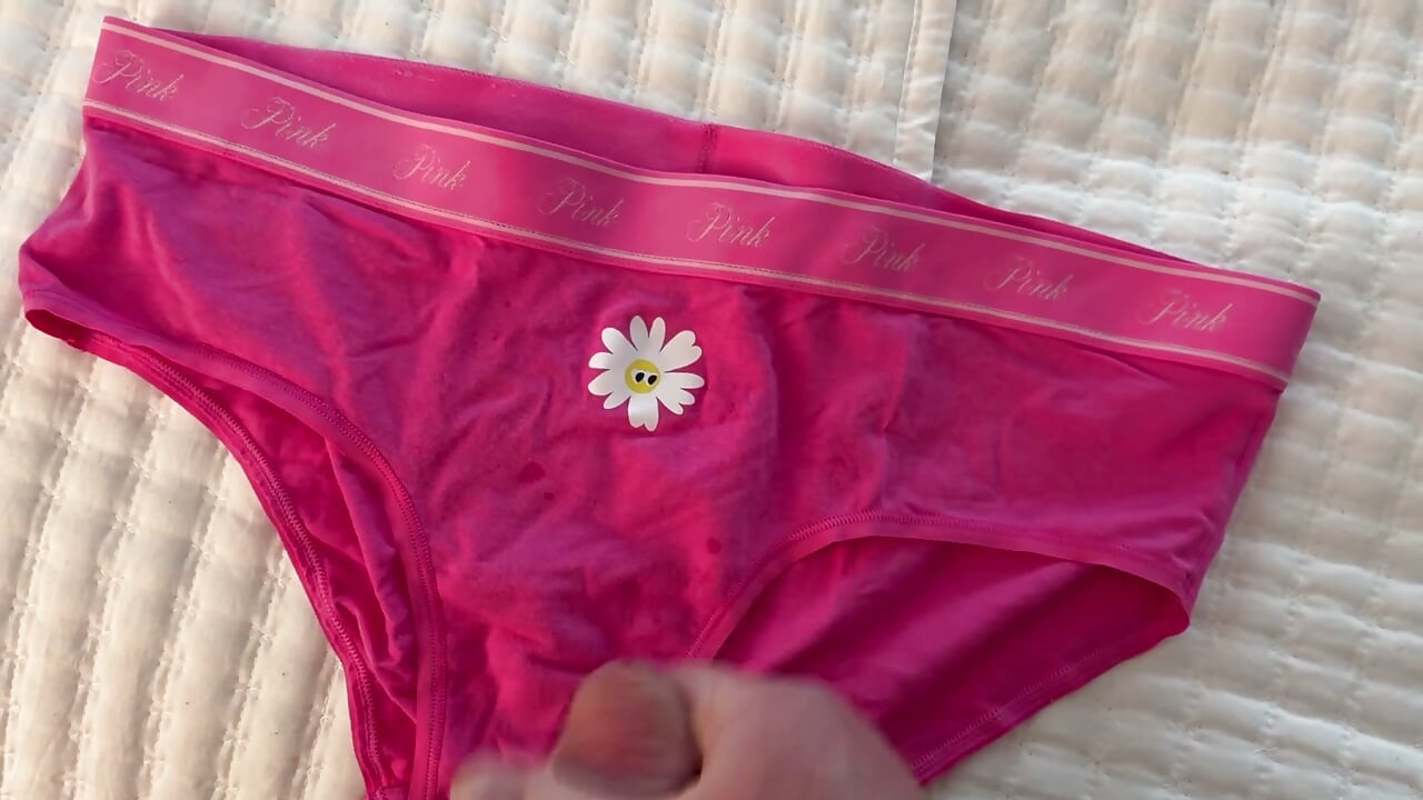 Cumming on Neighbor’s Pink Victoria’s Secret Daisy Panties