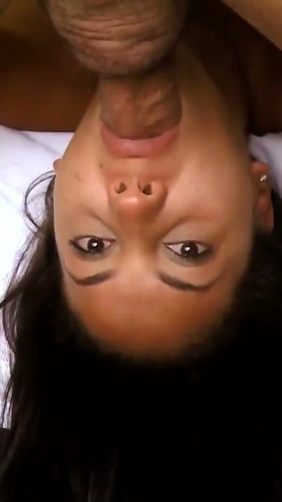 Brunette Cock Gobbler Devours Older Guy's Big Cock | Clip 1