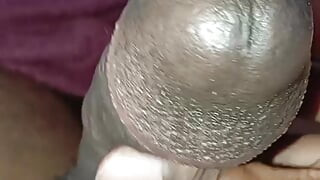 Man with huge black cock expose mushroom head
