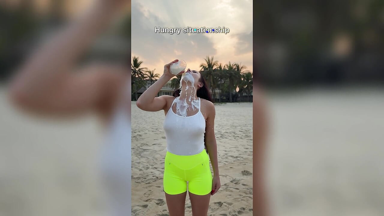 Getting Wet and Messy in See-through Top Outdoor