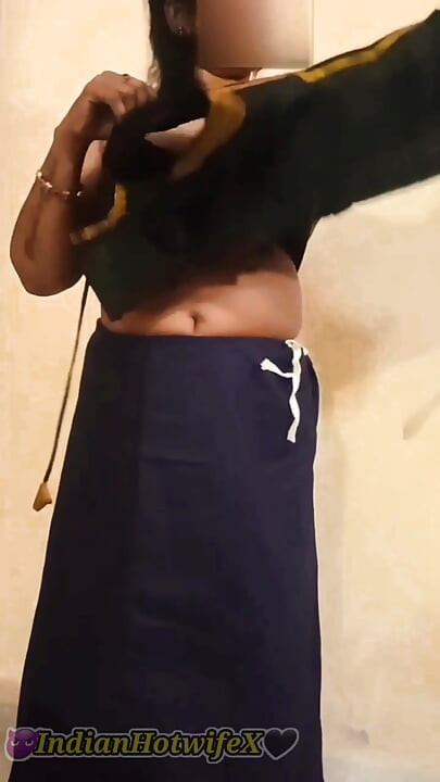 Desi Tamil Mature Wife Lux Black Saree Tease Shows Big Boobs Ass & Hairy Pussy!