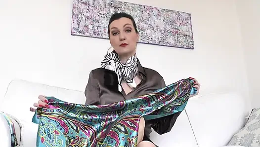 Sexy Satin Scarf Games with Thick Red Lips, JOI, Lady Victoria Valente