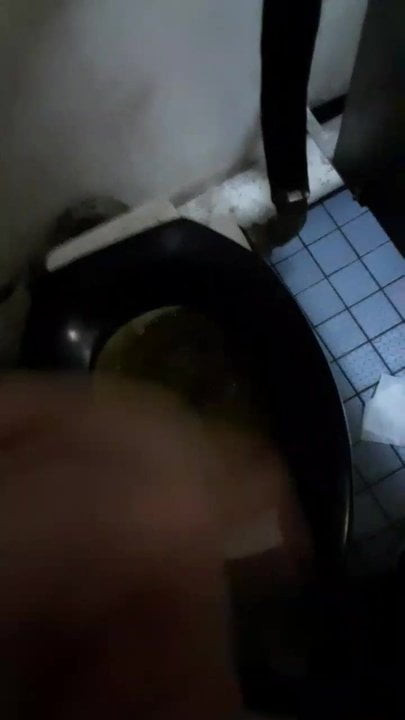 White cock masturbation in public restroom. Cumshot.