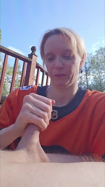 Unforgettable moment from "Hockey Mom gives outdoor blowjob!"