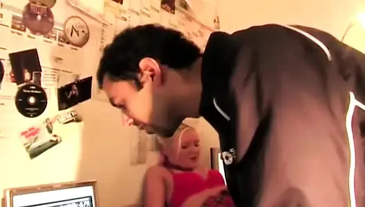 Ahegao Blonde Licking Throbbing Cock Dripping Spit