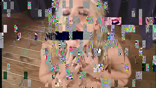 Сексуальная блондинка-красотка опускается на колени и сосет комнату, полную страников