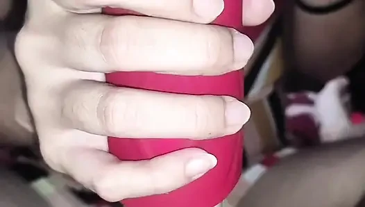 POV - Big cock and hot brunette wanking of greedy pussy