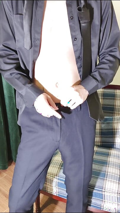 Formal leather shoes and stockings, smoking, flirtatious talk