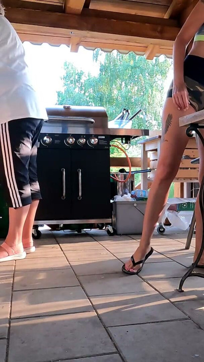 NO PANTIES Tight Pussy Hot Sexy Girls having a BBQ Party at Neighbor House to Celebrate Easter | Clip 1