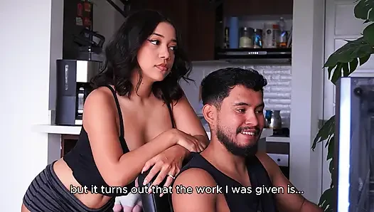my latina step sister sits on my lab and i cant help but ger hard - Creampie - Sofi Becker