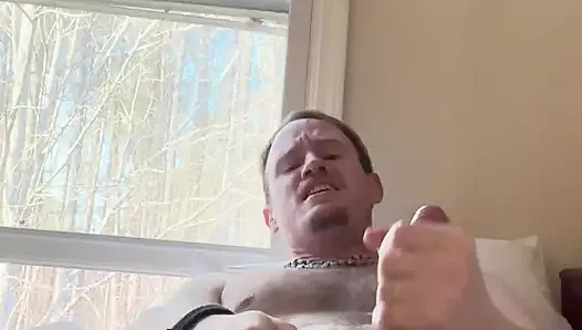 Verbal white jock beats off showing pink cock and butthole