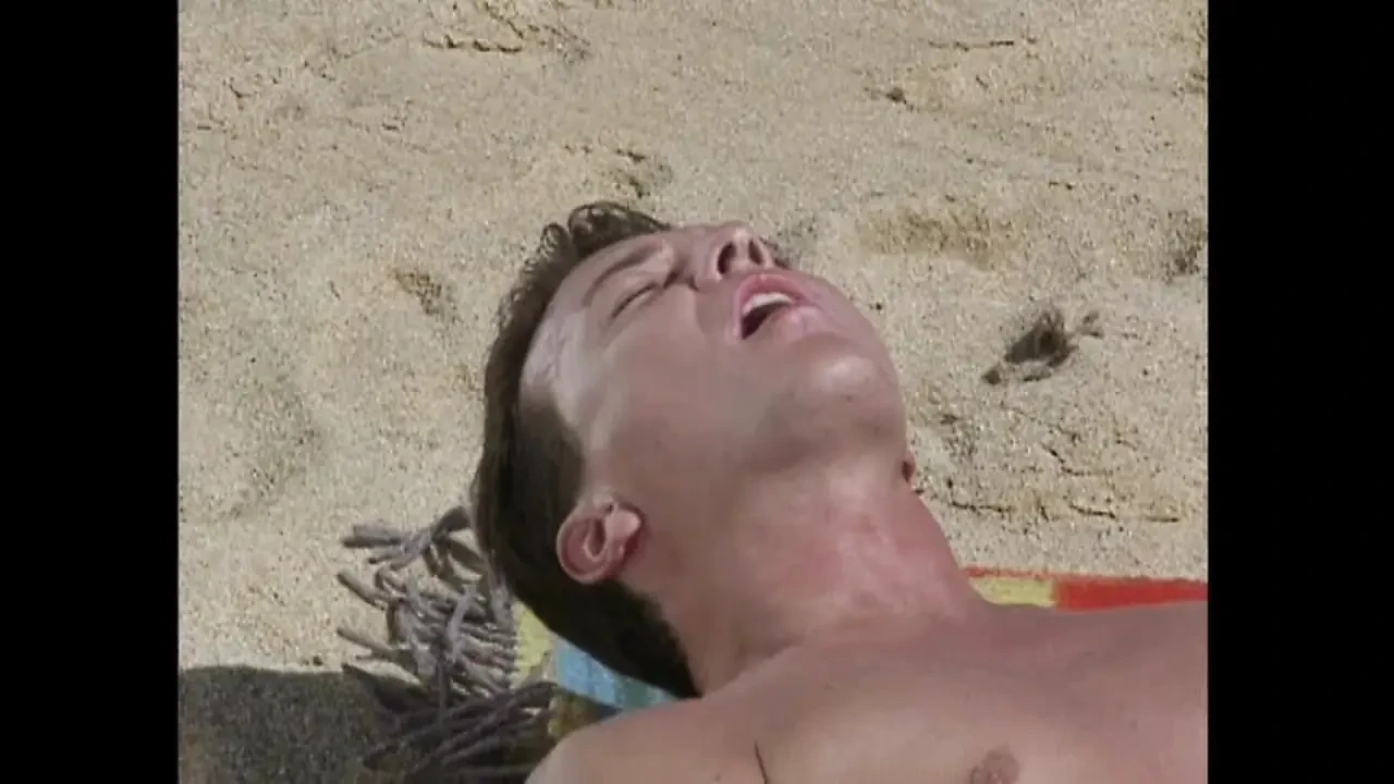 Threesome - Young Skinny Blondie Slut Fucks Her Stepdad's Friends on the Beach