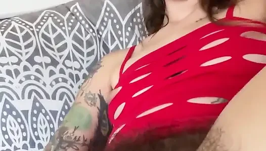 Fucking My Hairy Pussy with Glass Dildo