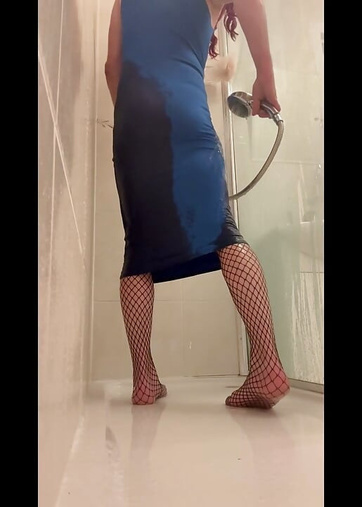 prostate_play - crossdresser showering with trans sex doll