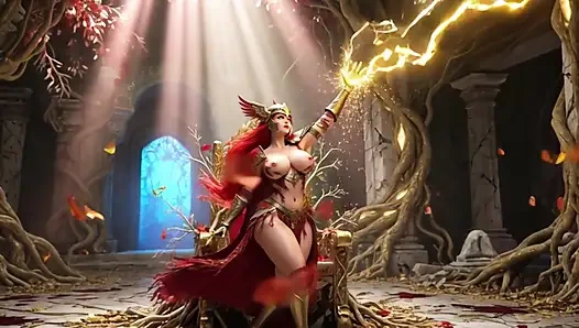 Malenia Blade of Miquella Sensual Throne Routine in Decayed Elphael with Revealing Armor and Provocative Poses