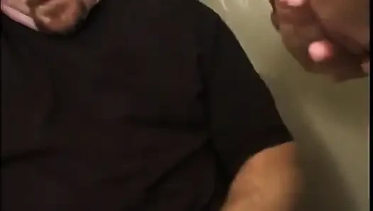 Man uses magnifying glass to watch blonde suck his dick